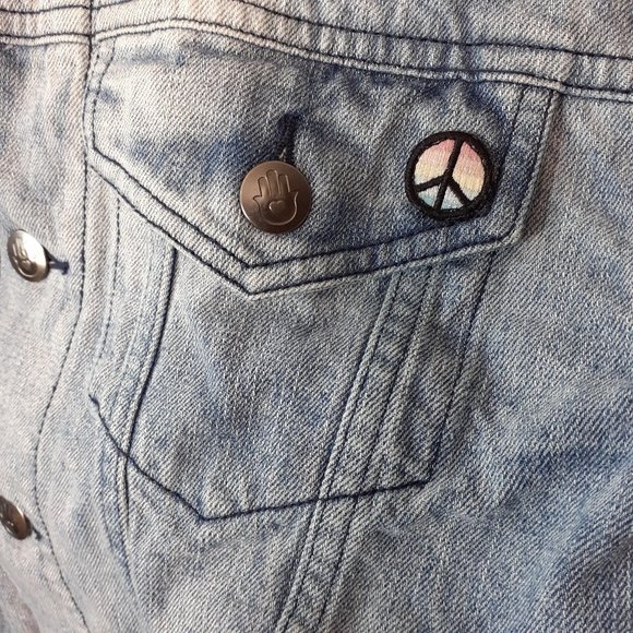 RARE SPIRITUAL GANGSTER Hamsa Graphic Denim Jacket - Picture 9 of 13